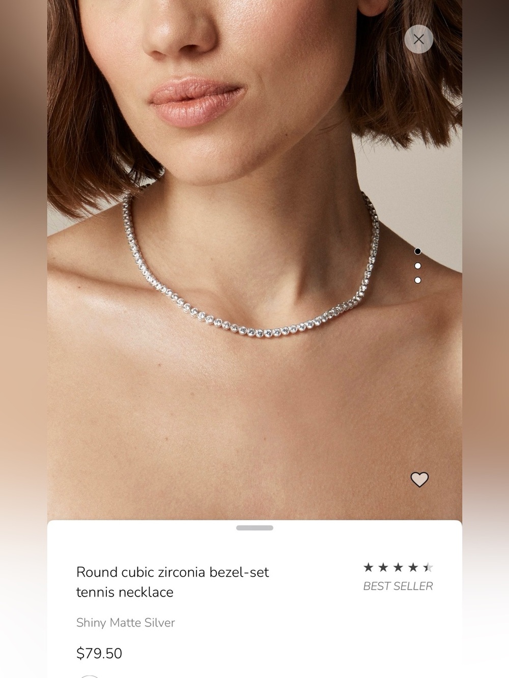 J. Crew round cubic zirconia bezel-set tennis necklace